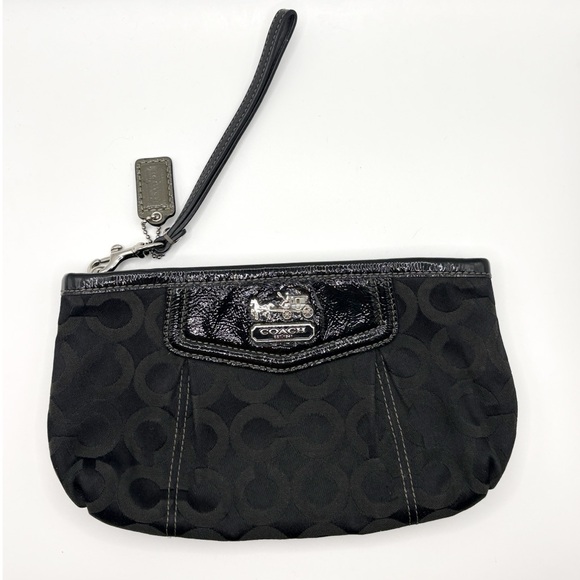 Coach Handbags - Coach Madison Fabric Canvas CC Logo Black Wristlet Vintage